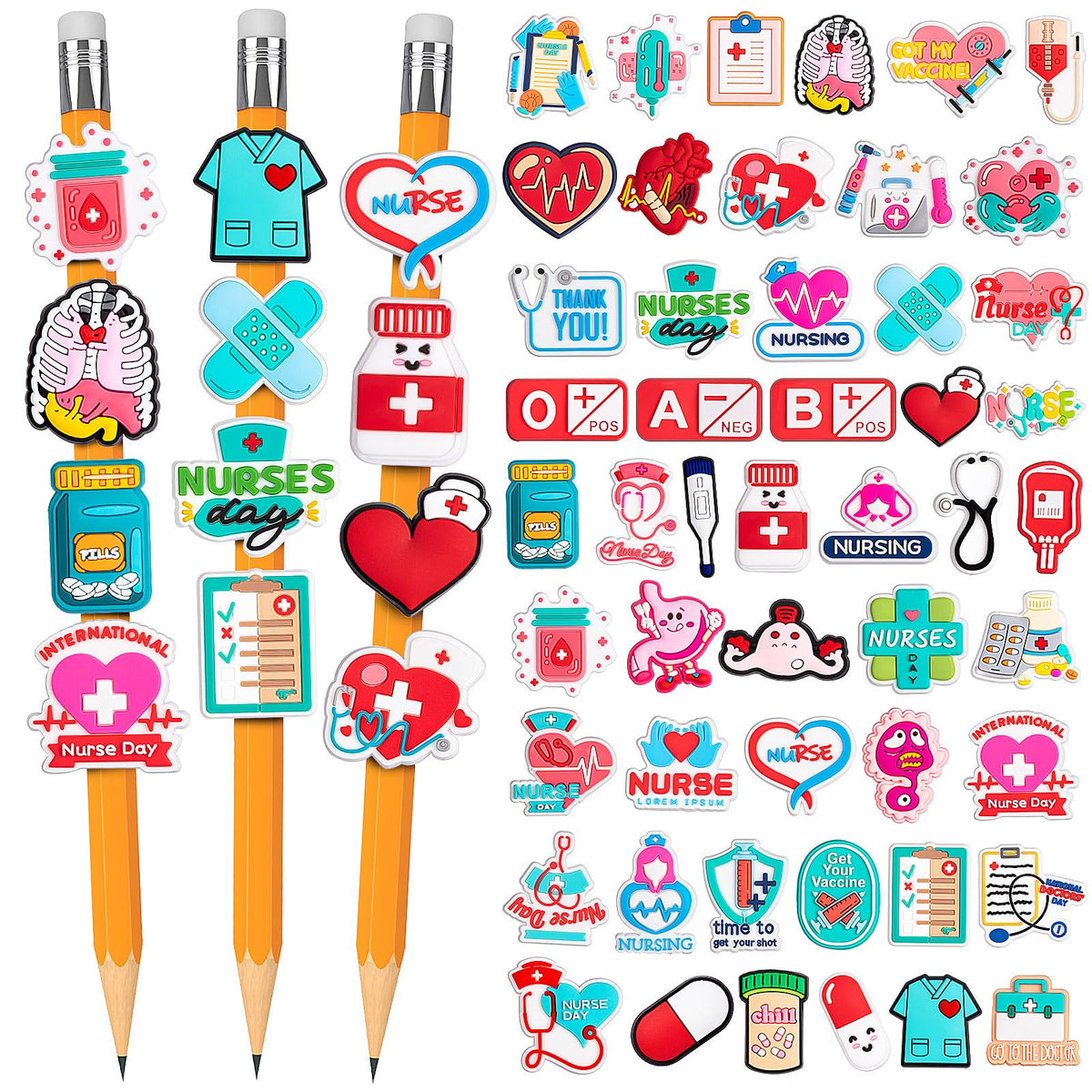 WDAHDHP Pencil Clip Topper, 50 Pcs Different Pencil Topper Decoration, Cute Pencil Charms for Kids Students School Gifts Classroom Rewards