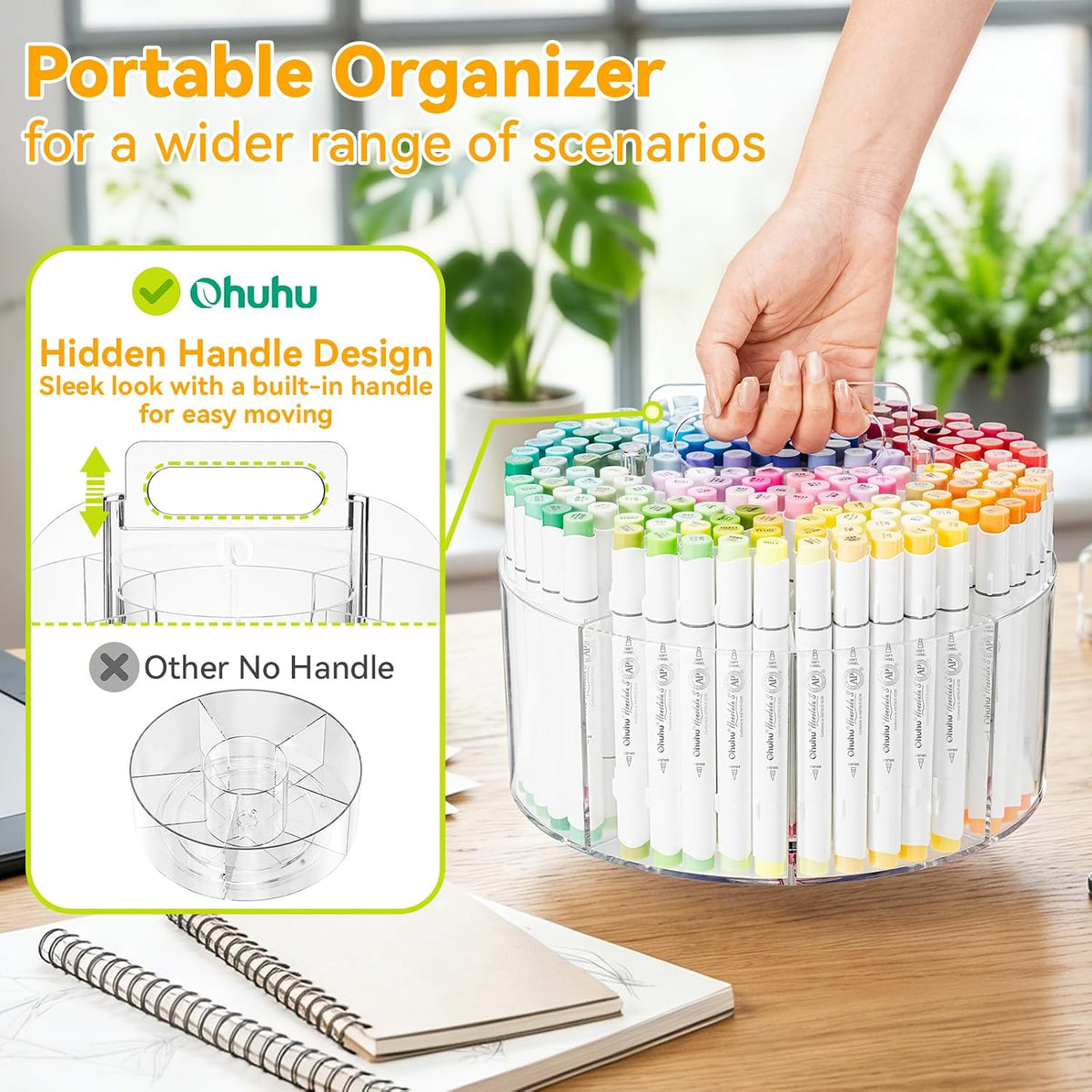 Ohuhu 360° Rotating Acrylic Marker Storage Organizer for Alcohol Markers