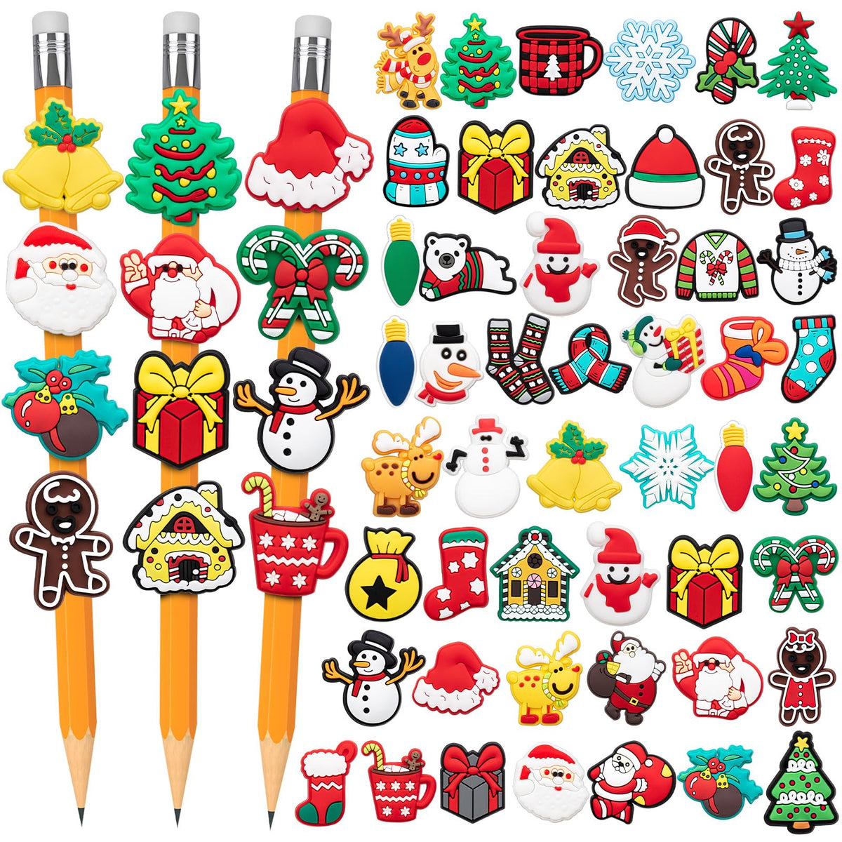 WDAHDHP Pencil Clip Topper, 50 Pcs Different Pencil Topper Decoration, Cute Pencil Charms for Kids Students School Gifts Classroom Rewards