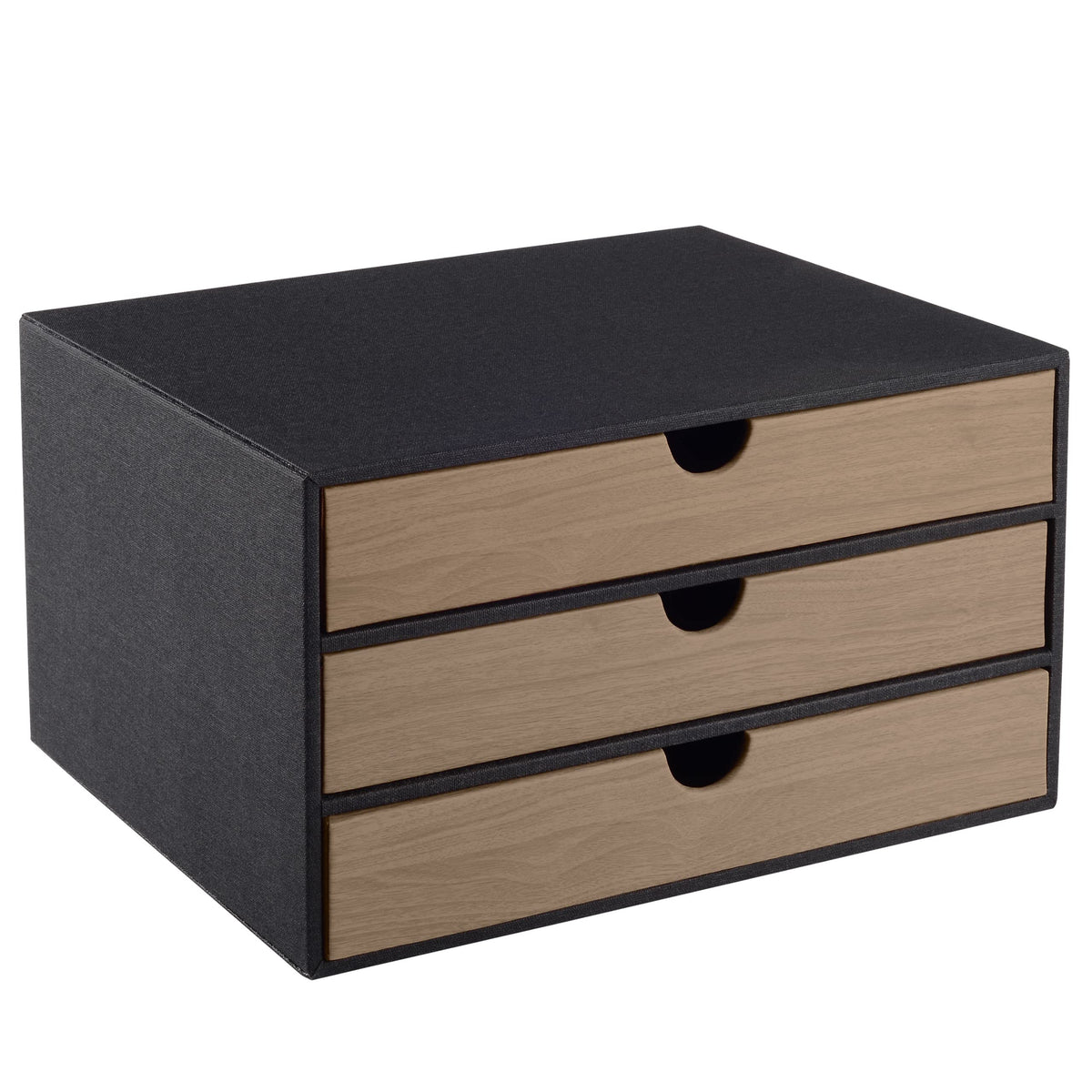 Fashion Multicolor Collocation Leather Desk Organizer File Cabinet Executive Office Supplies Desktop Filing A4 Contract Document Stackable Storage Box with 3 Drawers (Black)