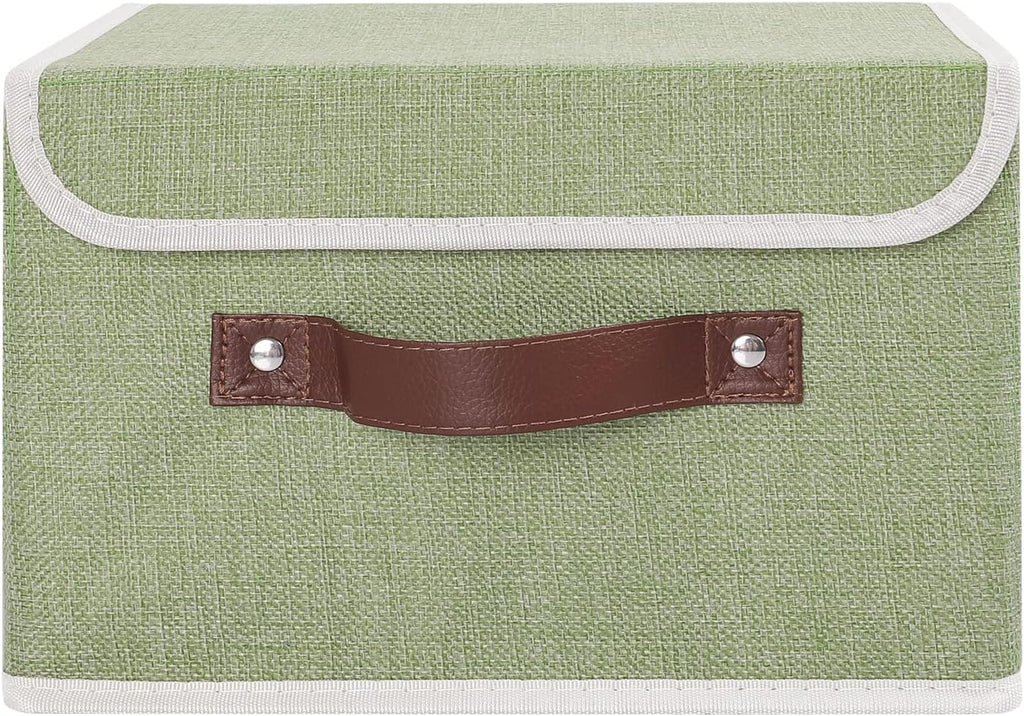 ANMINY Fabric Storage Box Bins with Lids, Green, 10"x8"x7"
