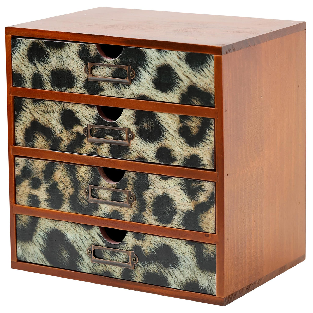 4-Drawer Vintage Desk Wood Storage Box With Drawers in Floral Chintz - Wooden Table Organizer I End Clutter & Dullness, Personalize Your Workspace - Beautiful Flower Design for Office & Home