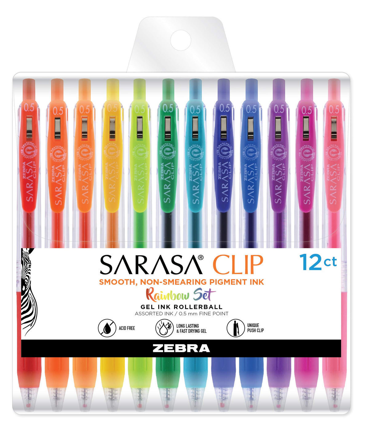 Zebra Pen SARASA Clip Retractable Gel Pen, Assorted Vintage Dark Ink, 5-Pk