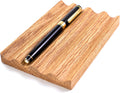 Solid Oak Pen Tray, Minimalist Desk Organizer, Natural Wood Pen Holder with Rounded Wavy Channel, Handcrafted Office Accessory