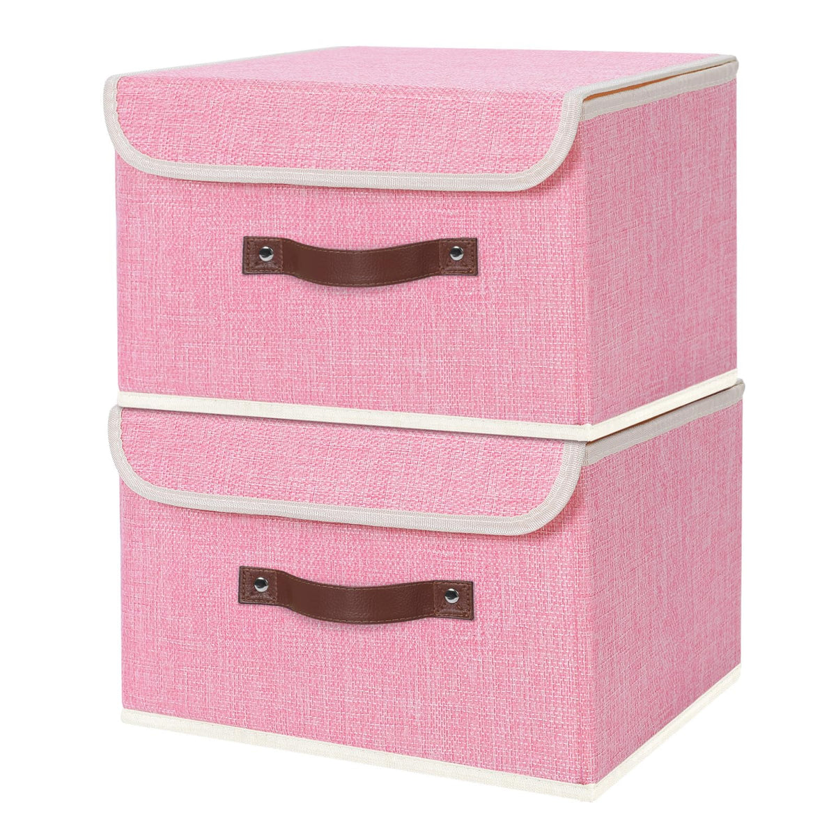 ANMINY Fabric Storage Box Bins with Lids, Green, 10"x8"x7"