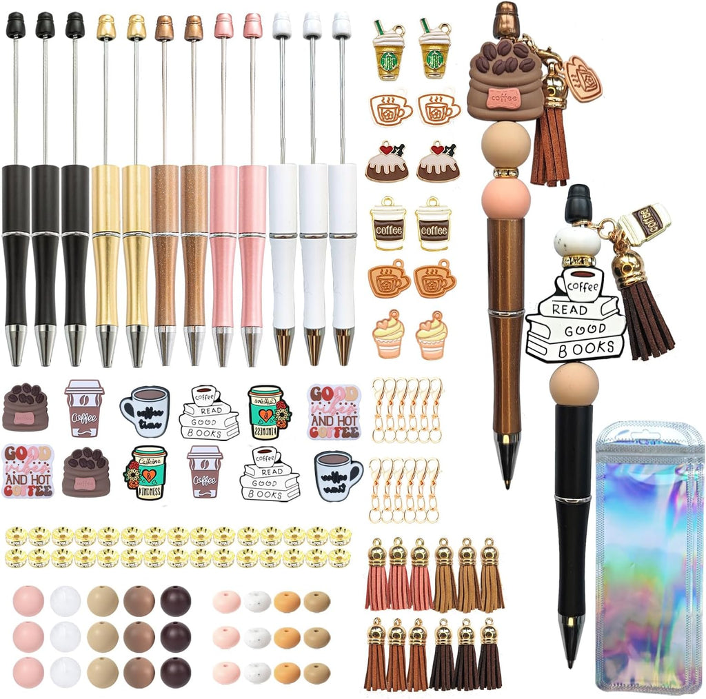 JNwhy Coffee Themed Beadable Pen DIY Bead Ballpoint Pens Kit