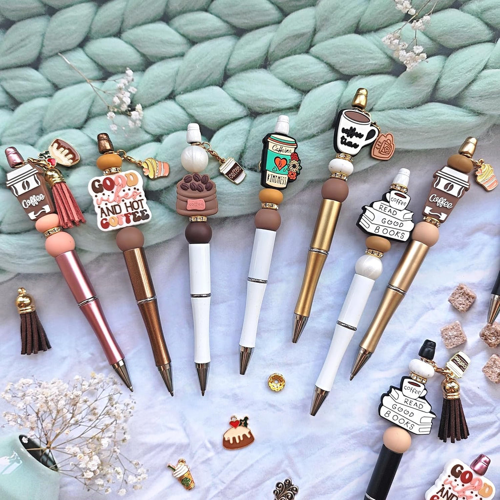 JNwhy Coffee Themed Beadable Pen DIY Bead Ballpoint Pens Kit