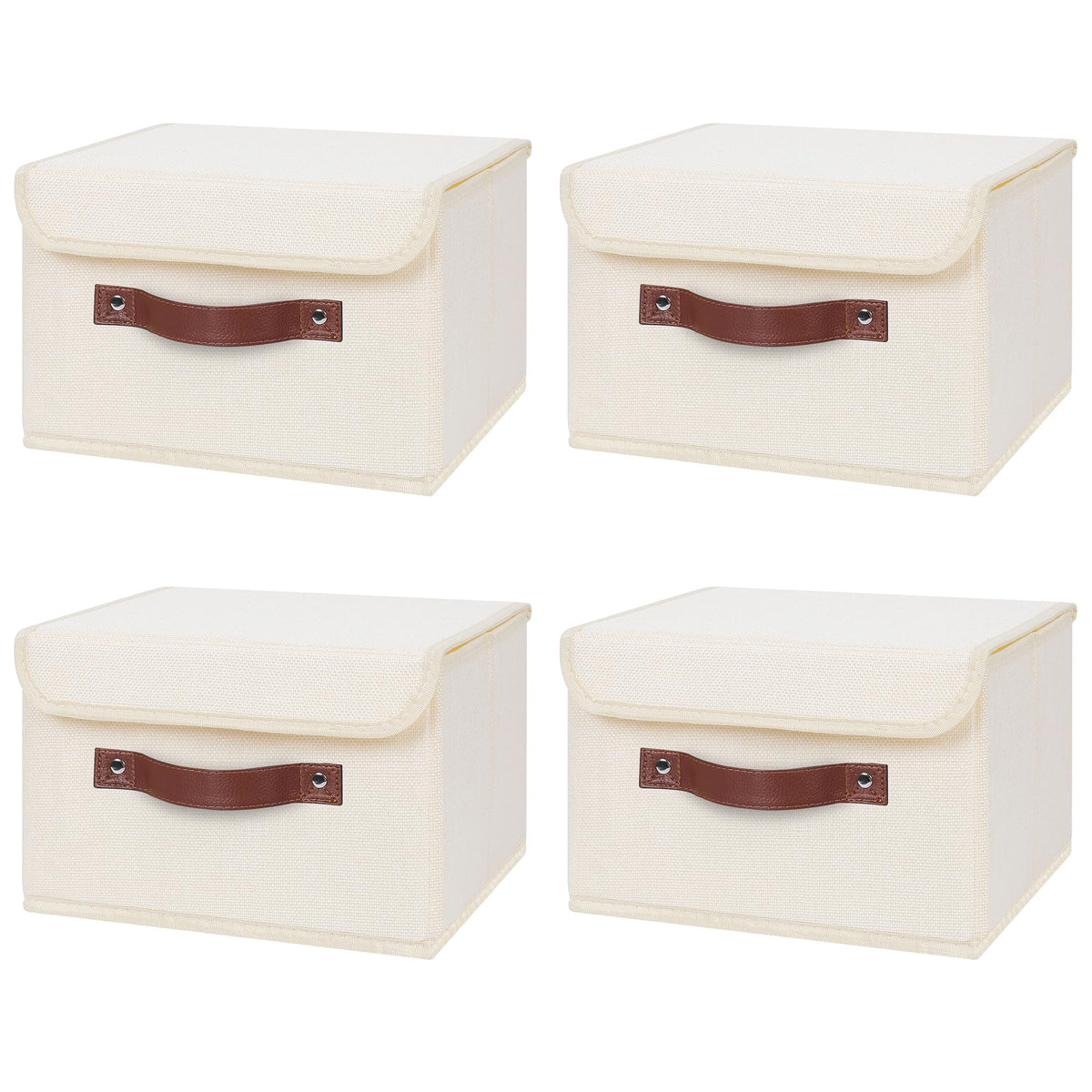ANMINY Fabric Storage Box Bins with Lids, Green, 10"x8"x7"