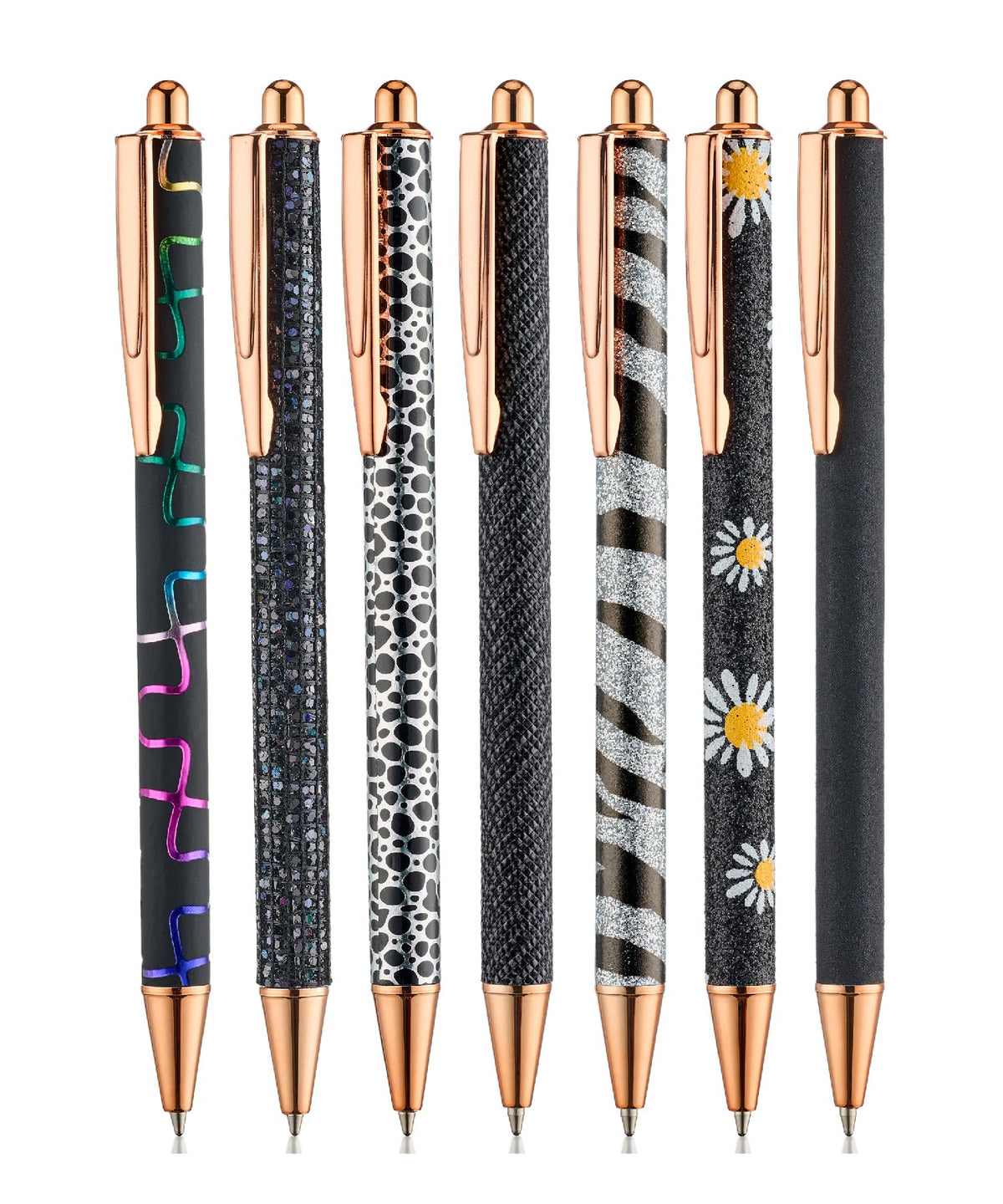 Mr. Pen- Fancy Pens for Women, 7 Pack, Black Ink Ballpoint, 10 Refills