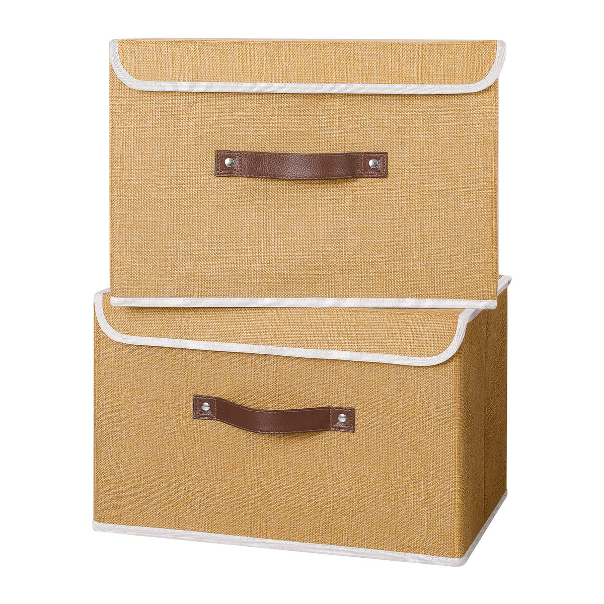 ANMINY Fabric Storage Box Bins with Lids, Green, 10"x8"x7"