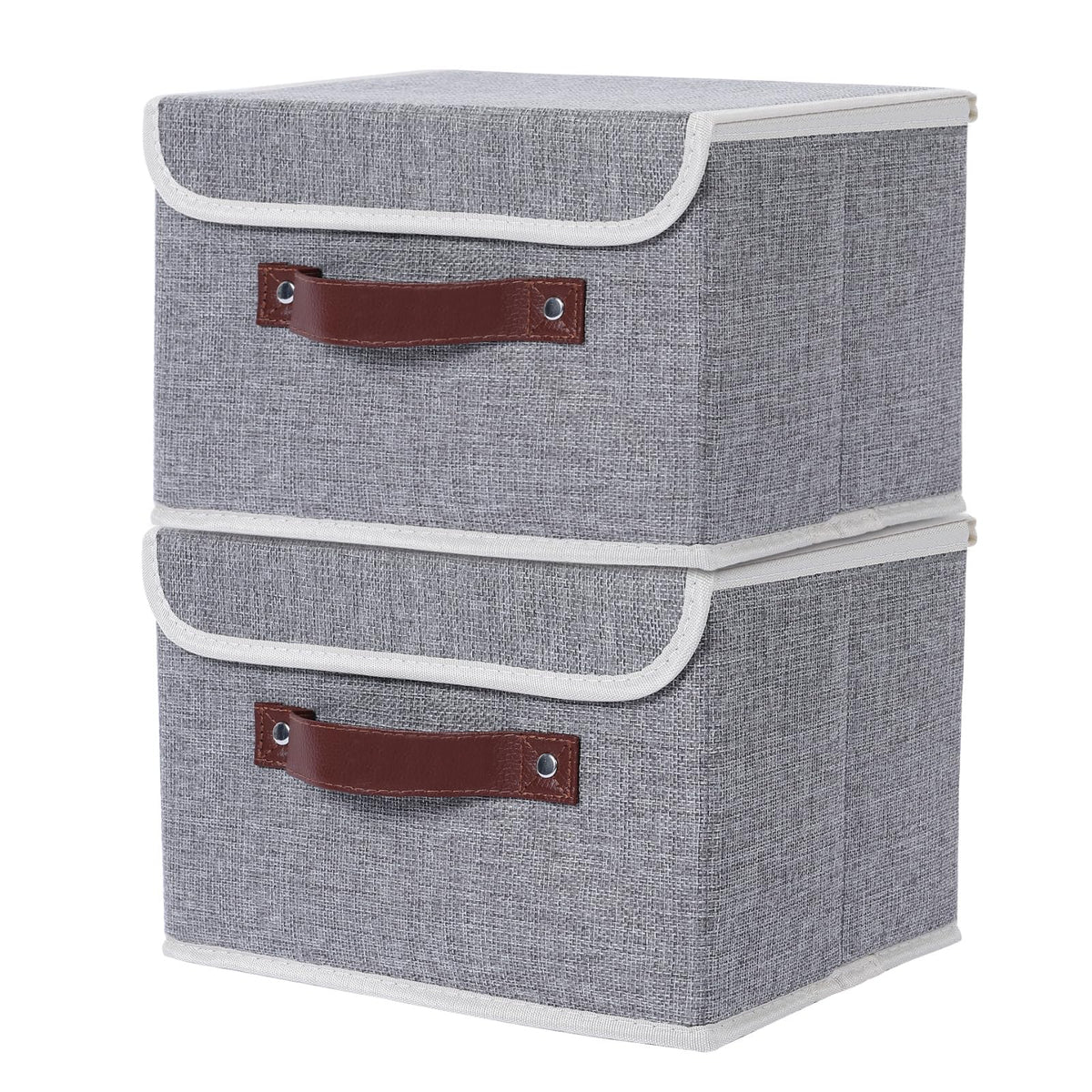 ANMINY Fabric Storage Box Bins with Lids, Green, 10"x8"x7"