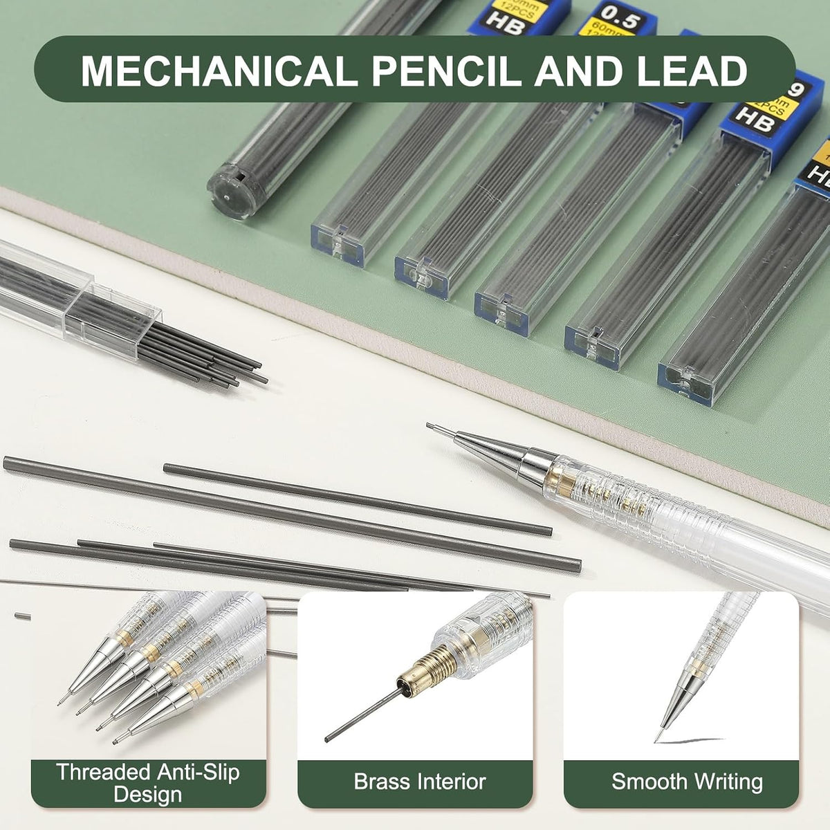 PATIKIL 6Pcs Mechanical Pencil 0.9mm, Lead Pencils Mechanical Holder Broad Point Automatic Plastic Holder with Eraser for Drawing Art Sketching Woodworking, White