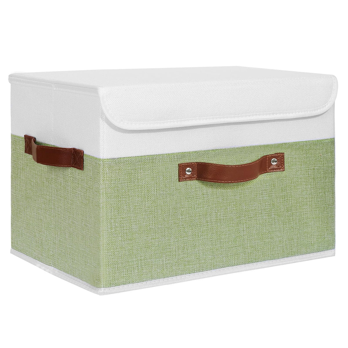 ANMINY Fabric Storage Box Bins with Lids, Green, 10"x8"x7"