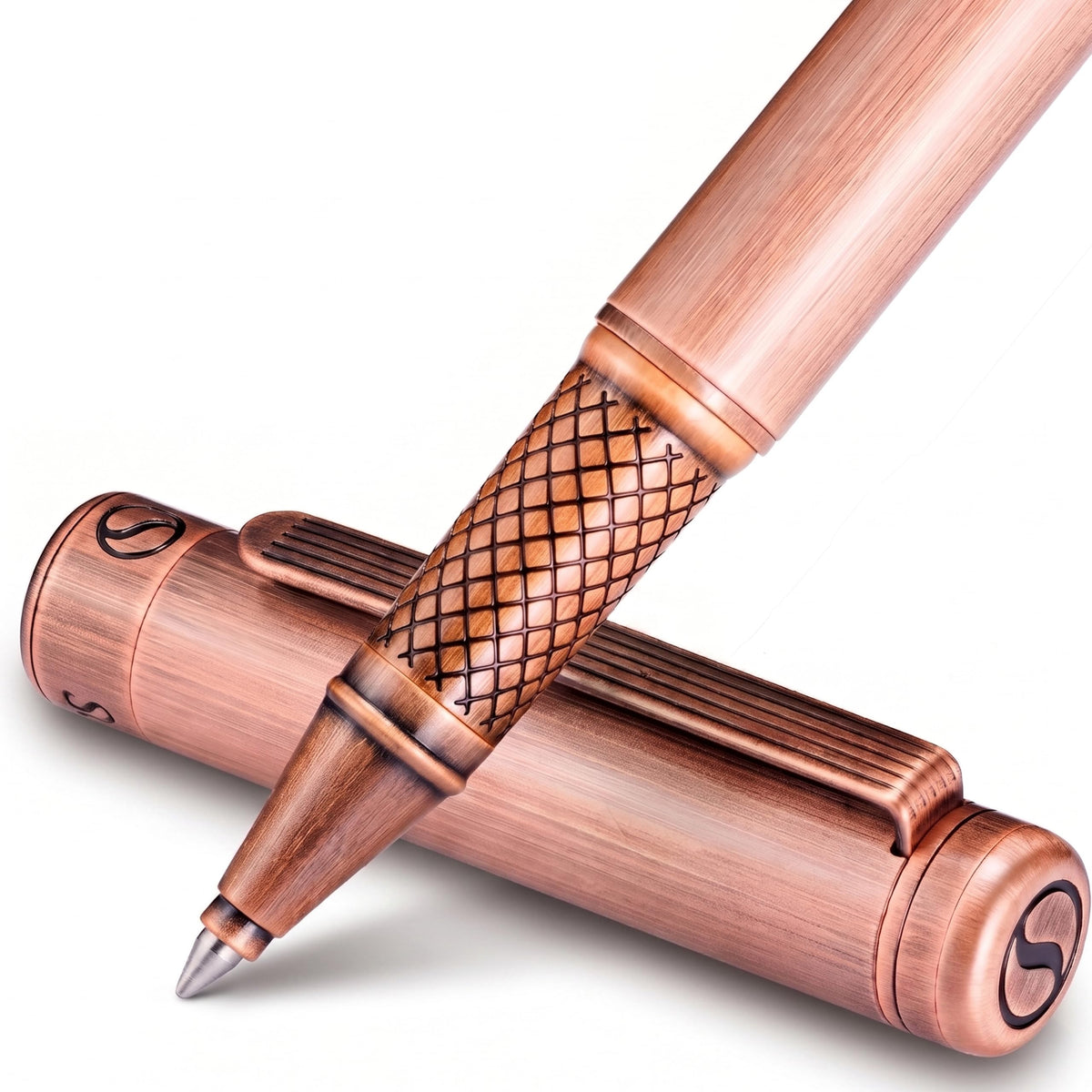 Scriveiner Black Green Rollerball Pen - Stunning Luxury Pen, Chrome Finish, Schmidt Ink Refill, Best Roller Ball Pen Gift Set for Men & Women, Professional, Executive Office