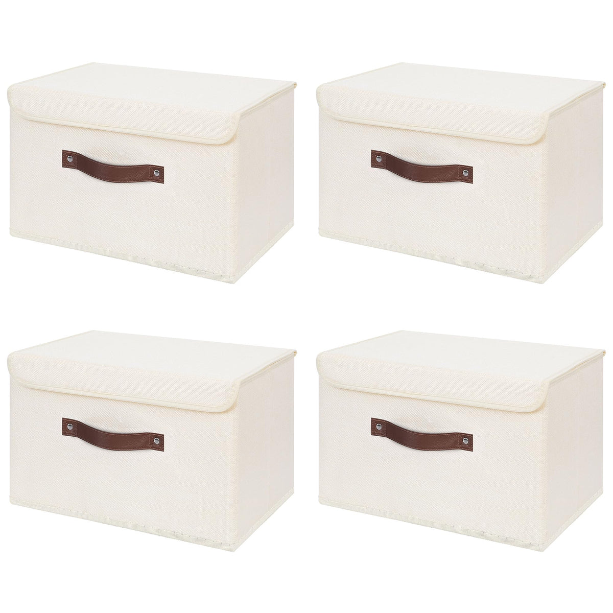 ANMINY Fabric Storage Box Bins with Lids, Green, 10"x8"x7"