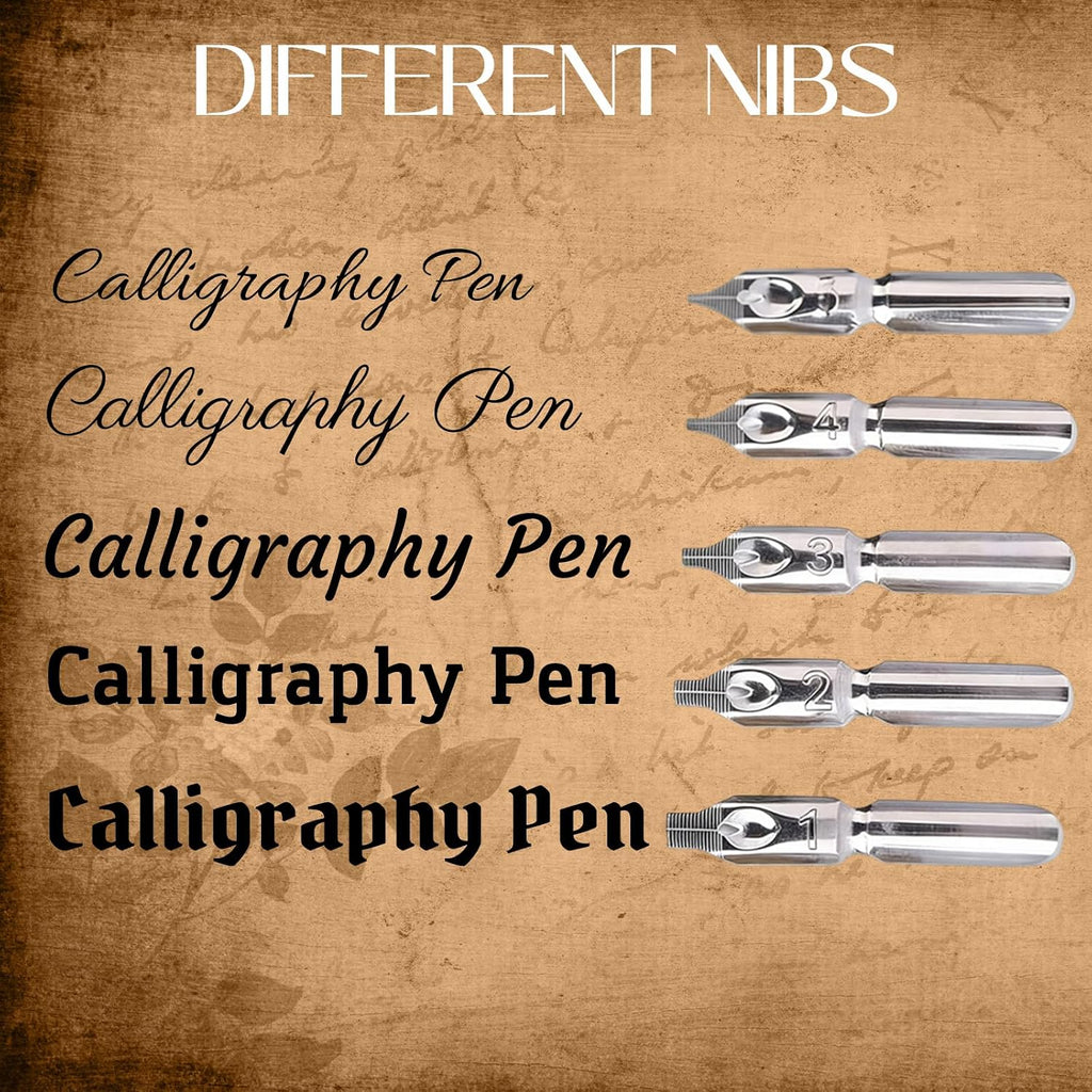 Joyeee Grey Feather Quill Pen Set, with Dip Pen Ink, Pen Nib Base, Replacement Stainless Steel Nibs, Sealing Wax Stamp Kit for Calligraphy Practice, Drawing & Signatures, Best Gifts for Women Men