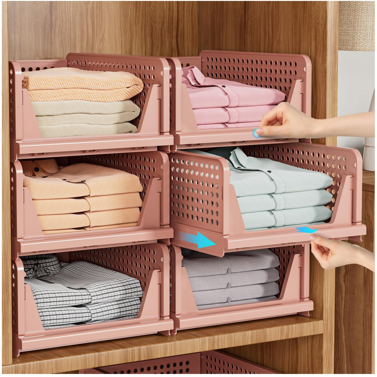 SNSLXH Closet Organizers and Storage, 5 Pack Stackable Closet Bins