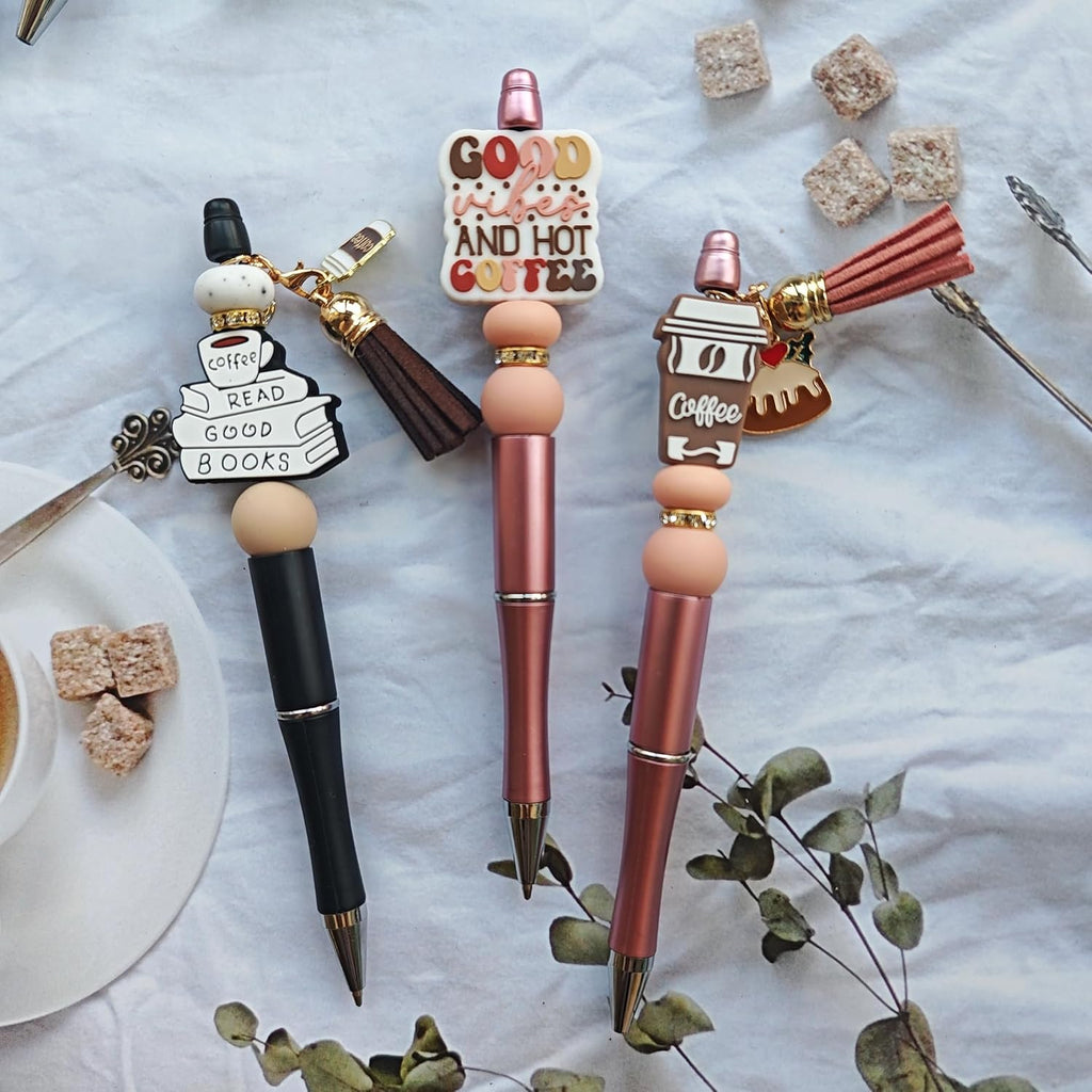 JNwhy Coffee Themed Beadable Pen DIY Bead Ballpoint Pens Kit