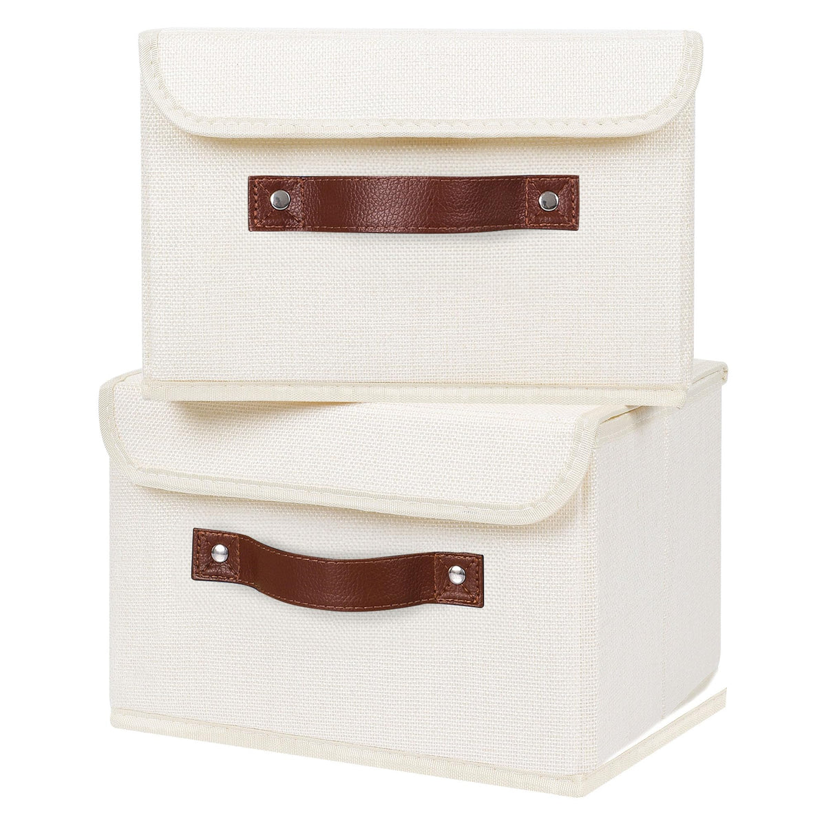 ANMINY Fabric Storage Box Bins with Lids, Green, 10"x8"x7"
