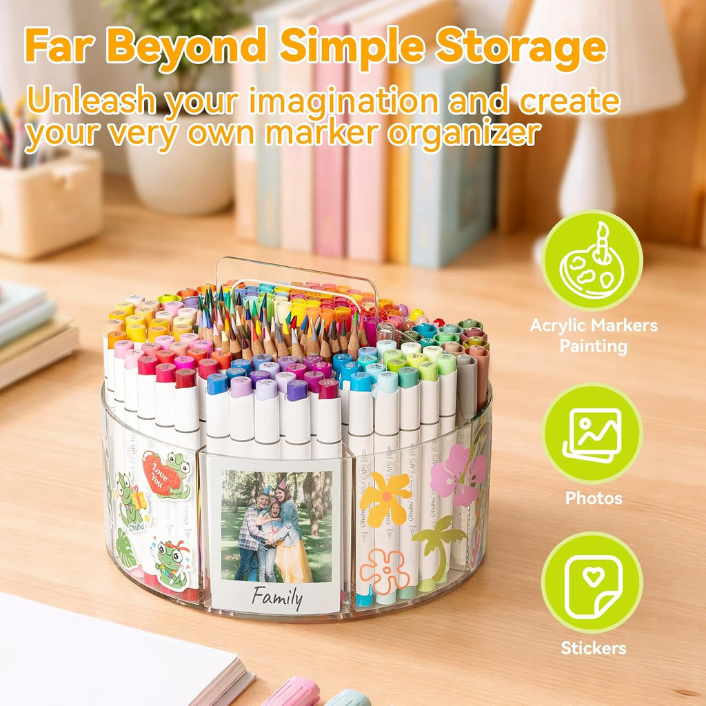 Ohuhu 360° Rotating Acrylic Marker Storage Organizer for Alcohol Markers
