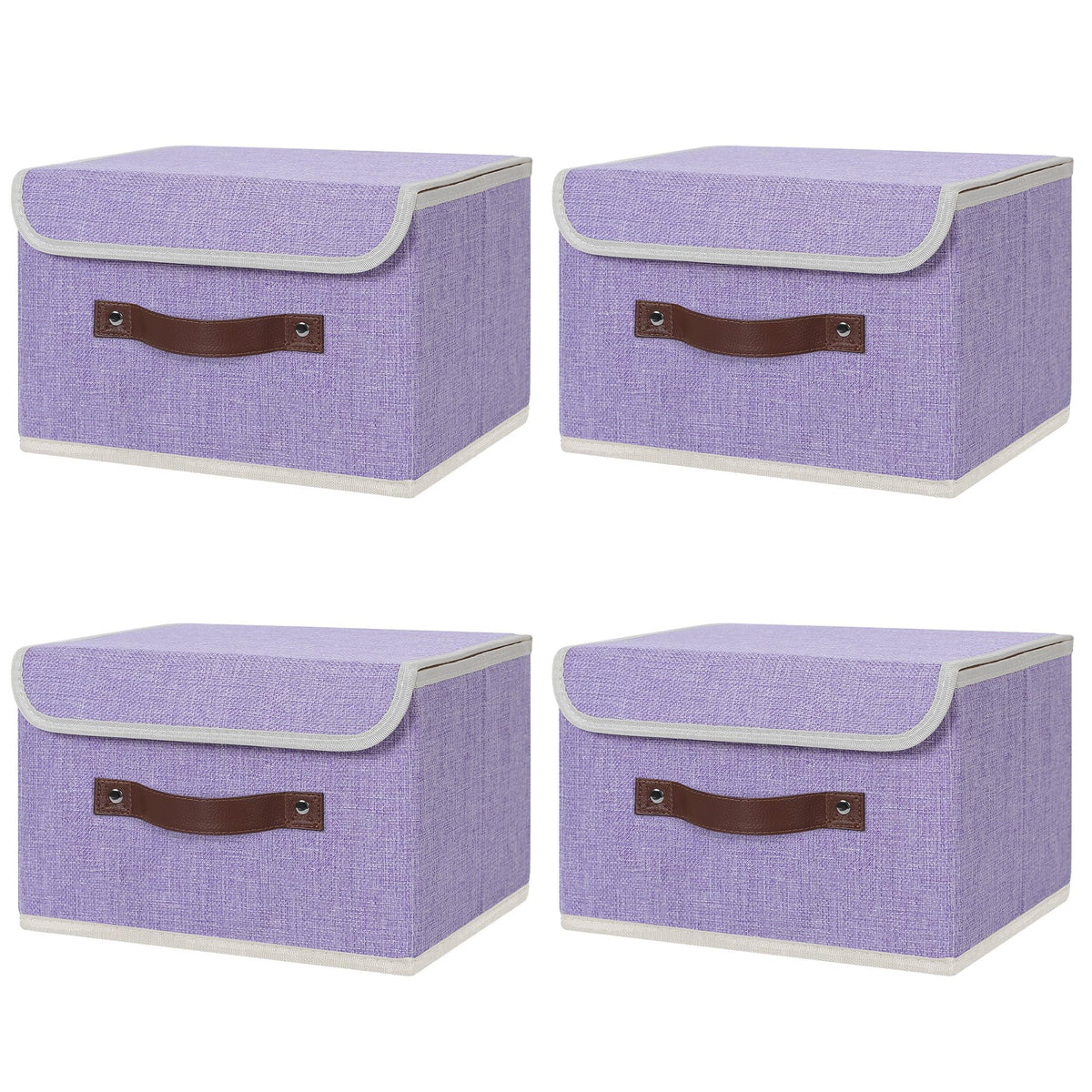 ANMINY Fabric Storage Box Bins with Lids, Green, 10"x8"x7"
