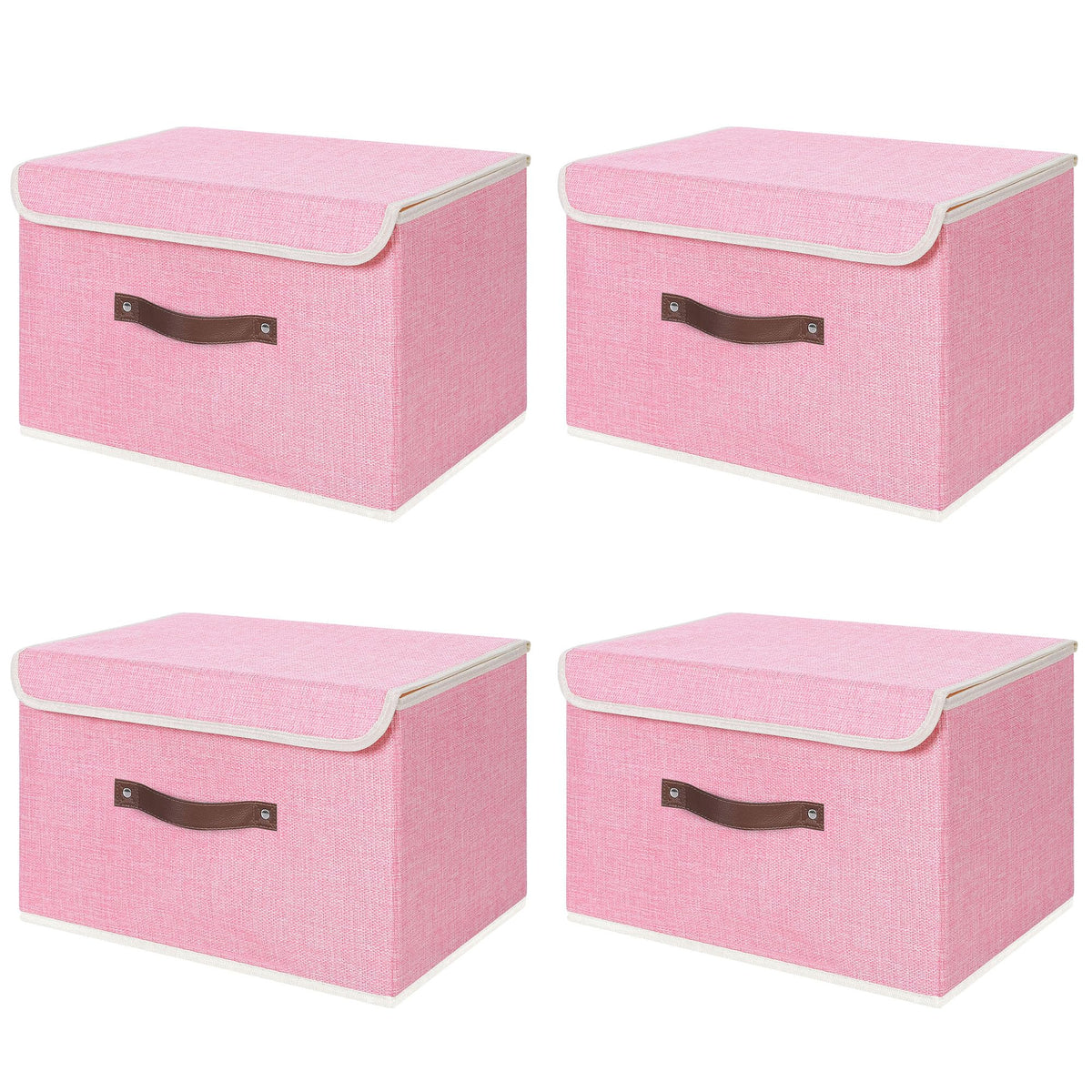 ANMINY Fabric Storage Box Bins with Lids, Green, 10"x8"x7"