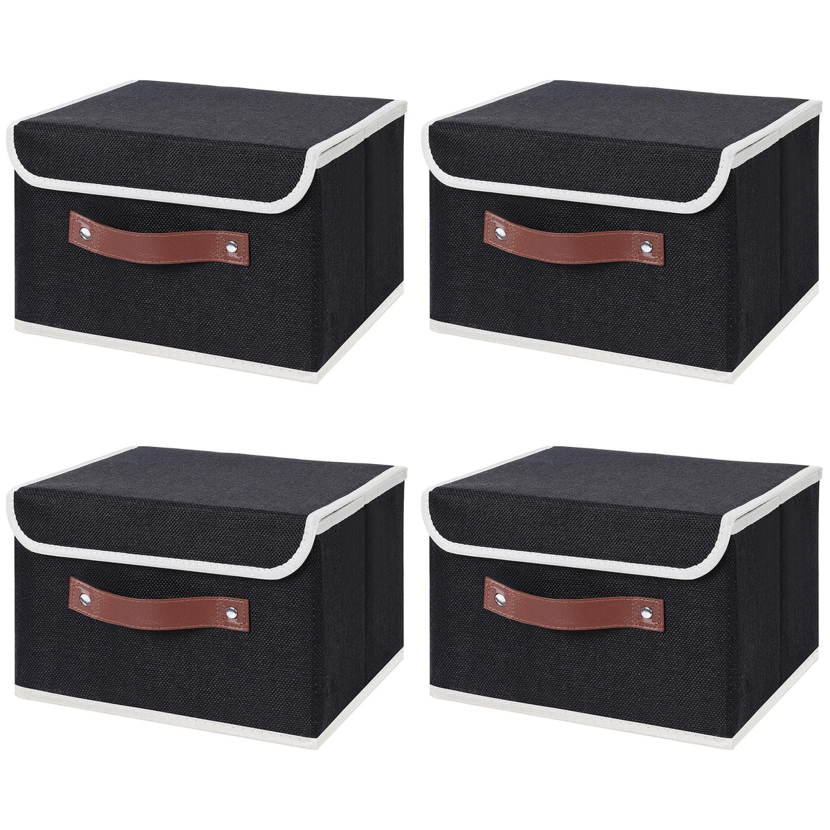 ANMINY Fabric Storage Box Bins with Lids, Green, 10"x8"x7"