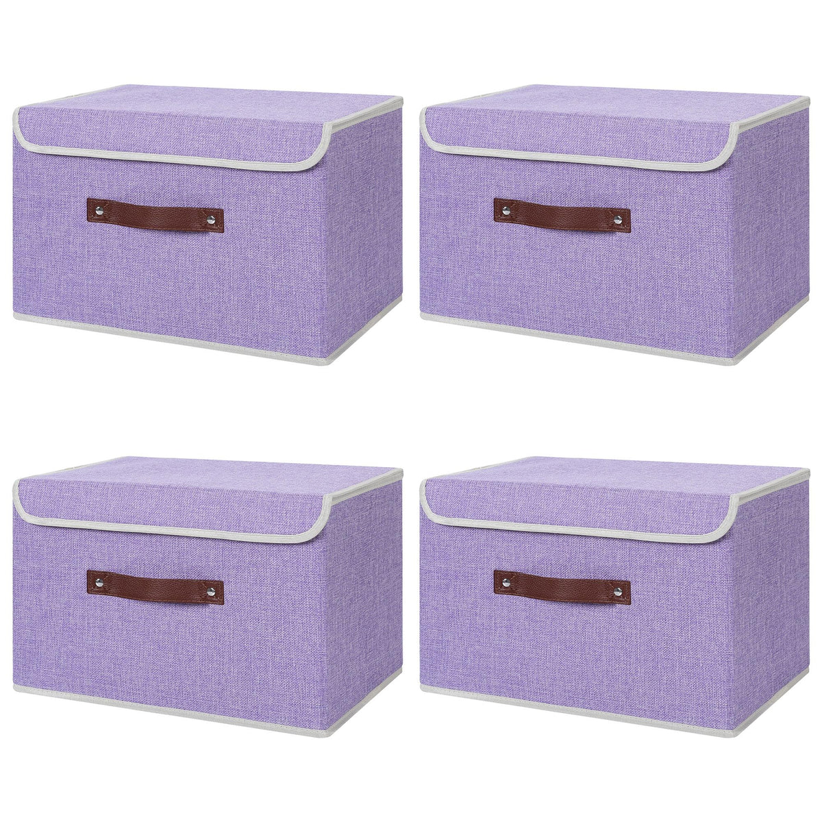 ANMINY Fabric Storage Box Bins with Lids, Green, 10"x8"x7"