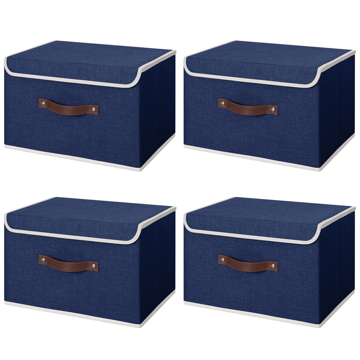 ANMINY Fabric Storage Box Bins with Lids, Green, 10"x8"x7"