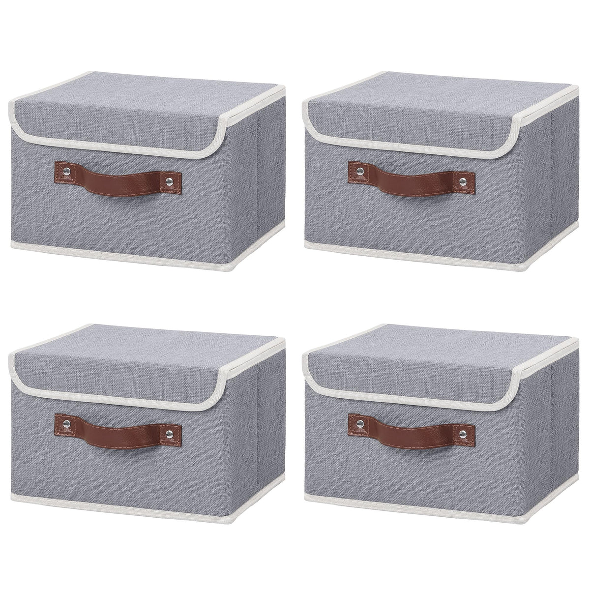 ANMINY Fabric Storage Box Bins with Lids, Green, 10"x8"x7"