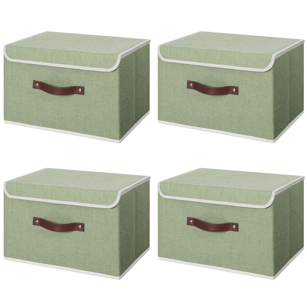 ANMINY Fabric Storage Box Bins with Lids, Green, 10"x8"x7"