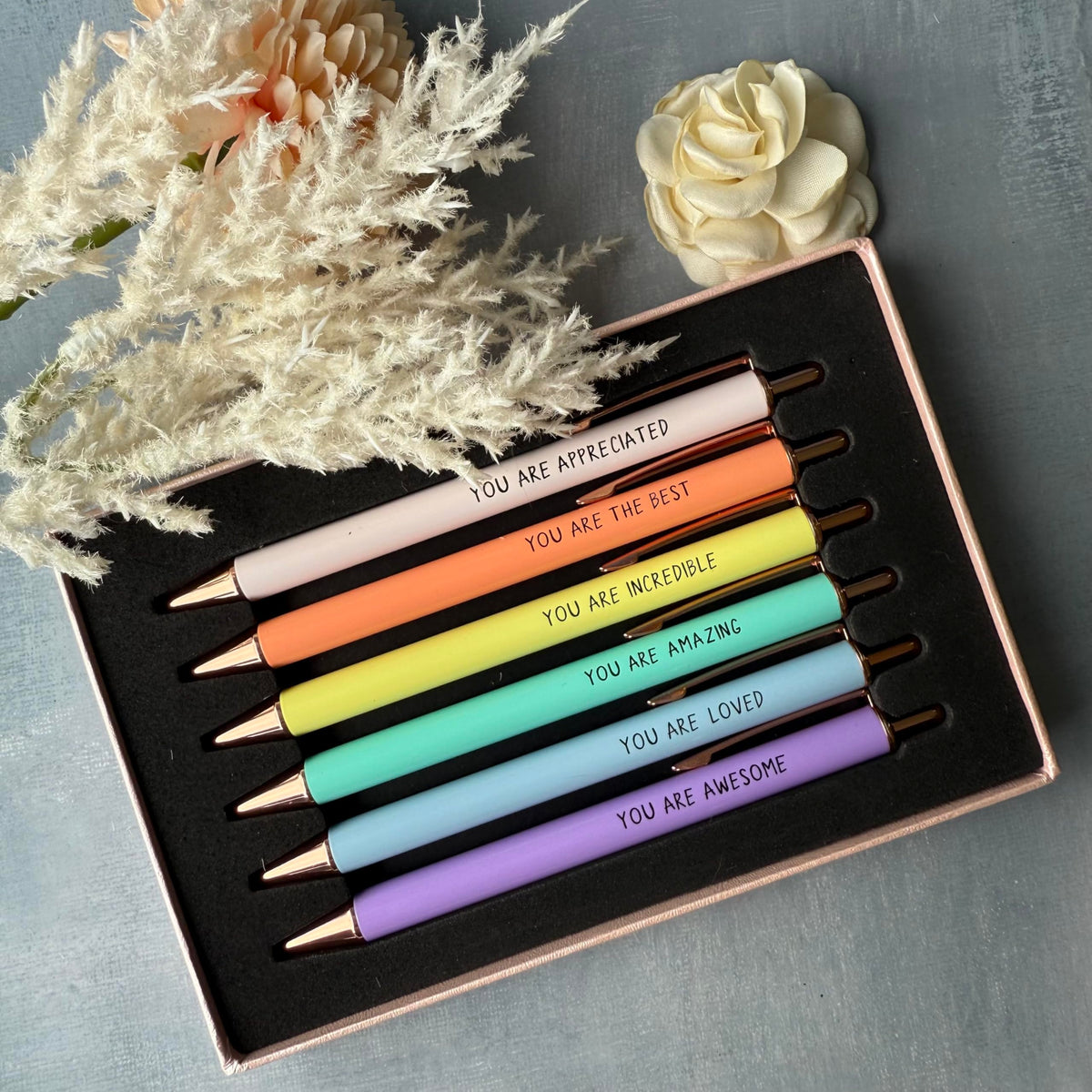 MESMOS 3pk Cute Cat Pens, Sassy and Funny Cat Lover Gifts for Women, Aesthetic Ballpoint Pens Beautifully Packaged, German-made Ink and Swiss-made Ink