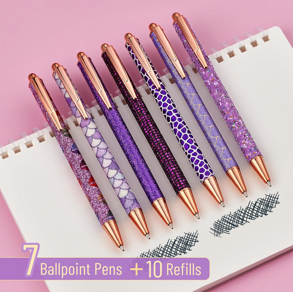 Mr. Pen- Fancy Pens for Women, 7 Pack, Black Ink Ballpoint, 10 Refills