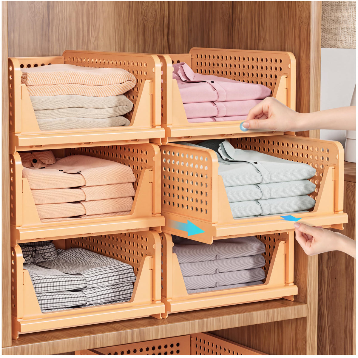 SNSLXH Closet Organizers and Storage, 5 Pack Stackable Closet Bins