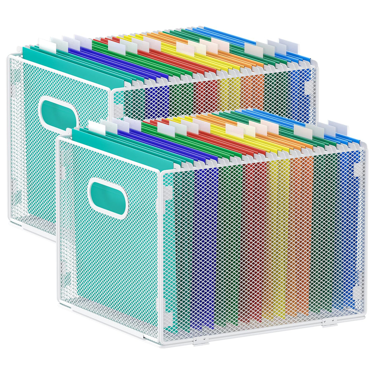samstar 2 Pack Hanging File Organizer, Mesh File Folder Box Filing Box File Cabinet Organizer Storage Boxes, Letter Size