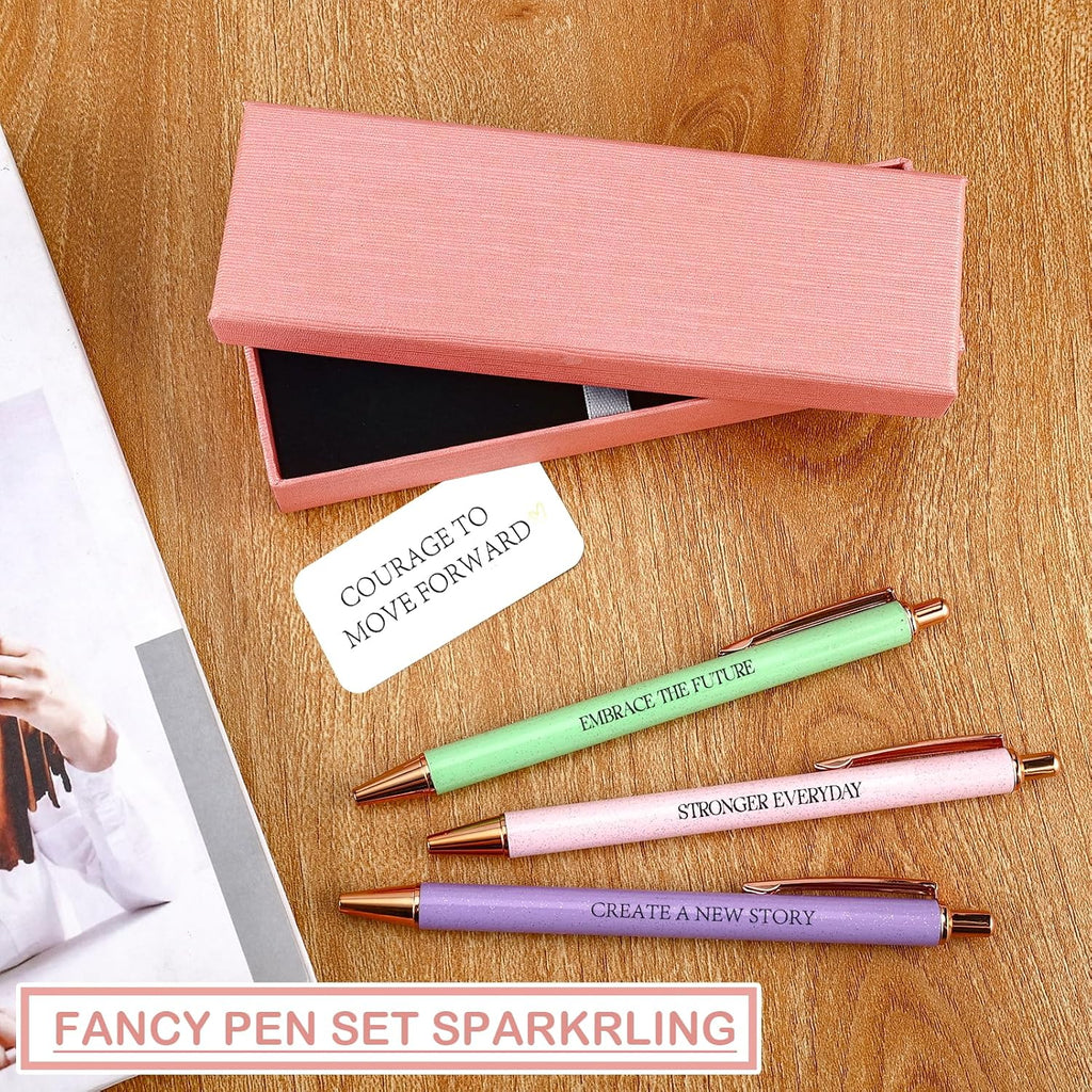 Fancy Pens Sets for Women Office New Begin Gifts for Friends Boss Mom Nice Cute Pen Set Client Teacher Motivational Gift Colleges Positive Encourage Gifts New Jobs Gift Aesthetic Pens