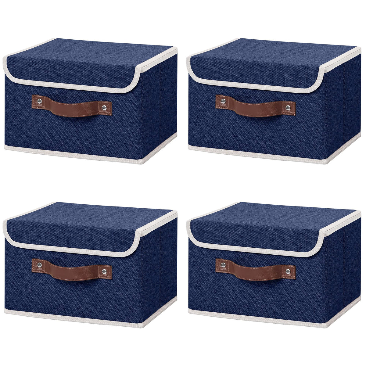 ANMINY Fabric Storage Box Bins with Lids, Green, 10"x8"x7"
