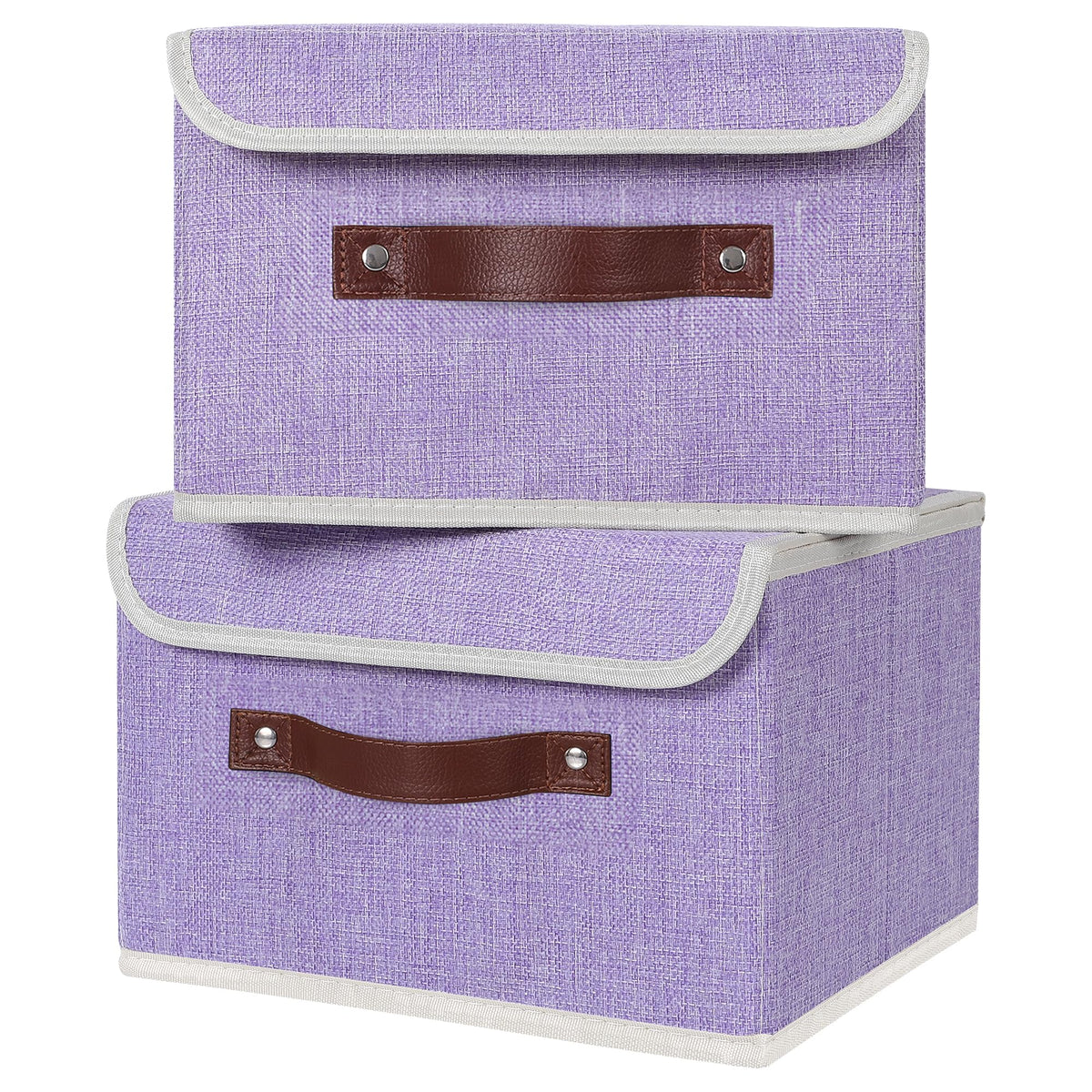 ANMINY Fabric Storage Box Bins with Lids, Green, 10"x8"x7"