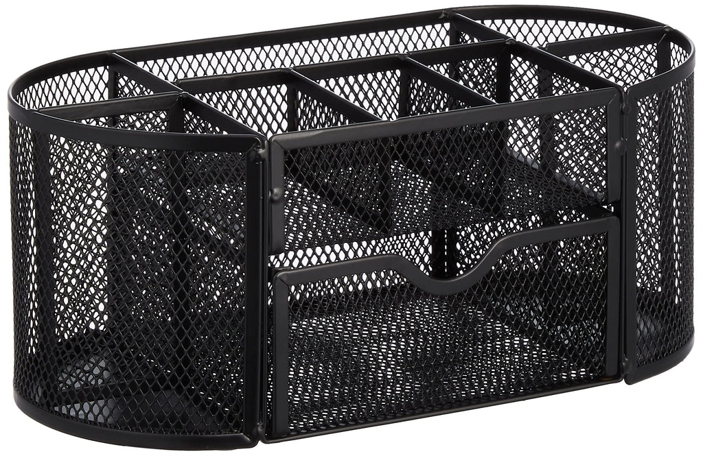 Amazon Basics Mesh Pen Holder and Desktop Desk Organizer, Office Caddy Storage for Writing Utensils, 9.1 x 5.9 x 5.5 inches, Black