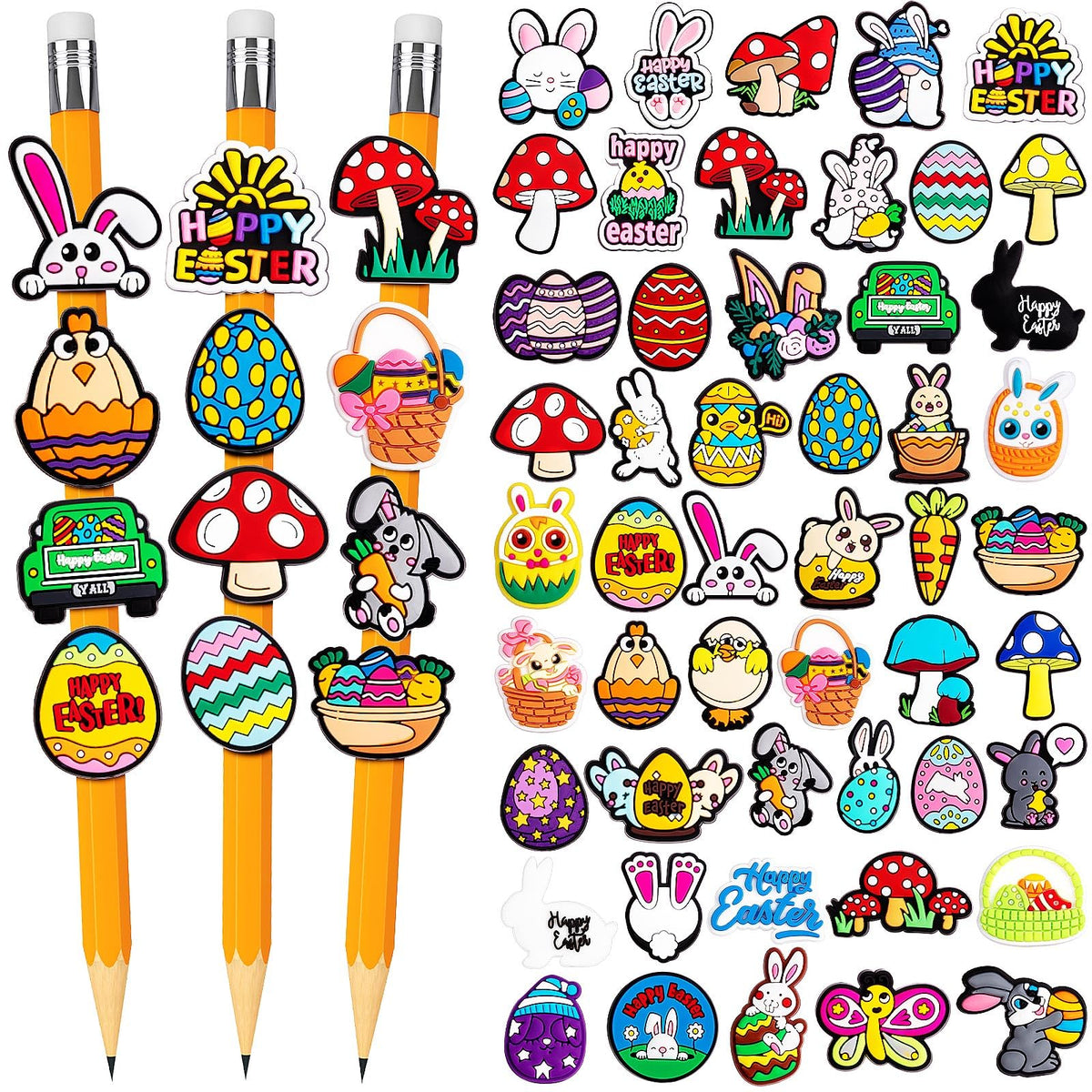 WDAHDHP Pencil Clip Topper, 50 Pcs Different Pencil Topper Decoration, Cute Pencil Charms for Kids Students School Gifts Classroom Rewards