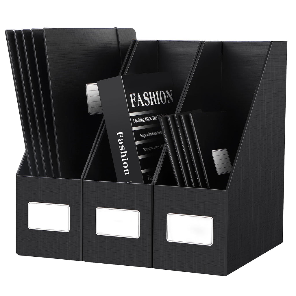White Magazine File Holders，3 Packs Cardboard File Rack, Folder Holder
