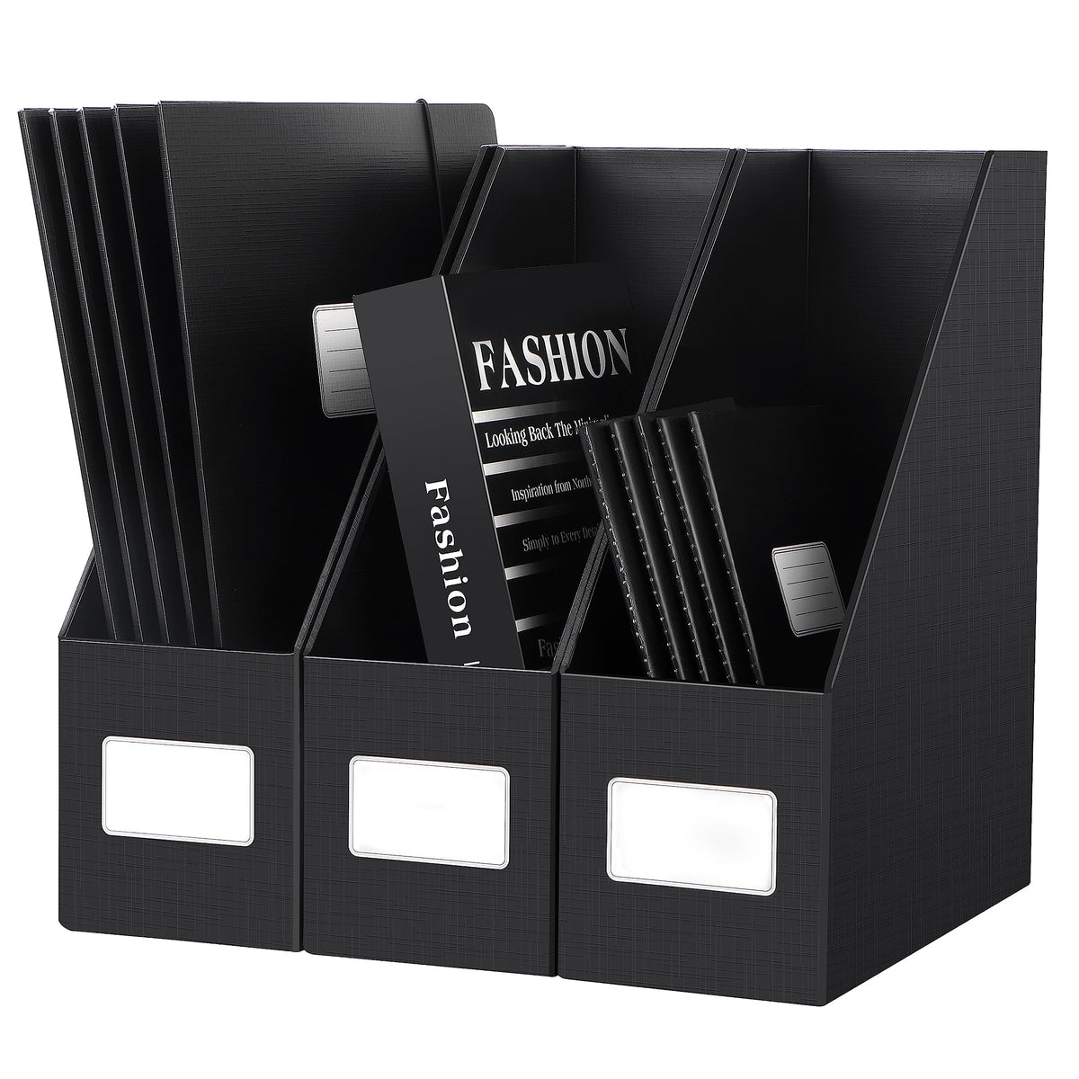 White Magazine File Holders，3 Packs Cardboard File Rack, Folder Holder
