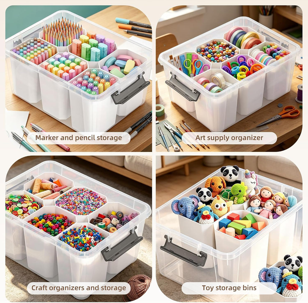 Citylife 17QT Craft Organizers and Storage bins with Lids, Marker Organizer