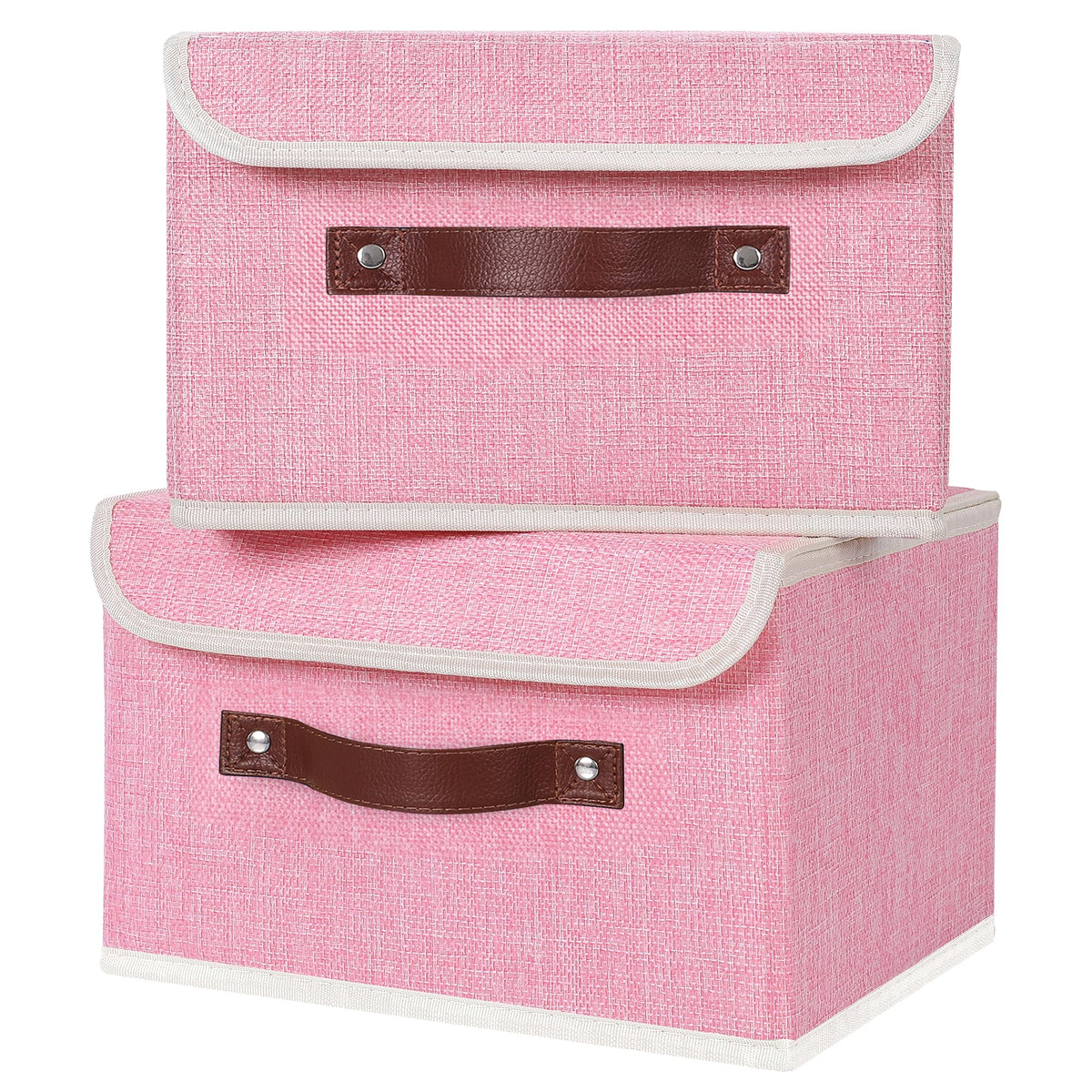 ANMINY Fabric Storage Box Bins with Lids, Green, 10"x8"x7"