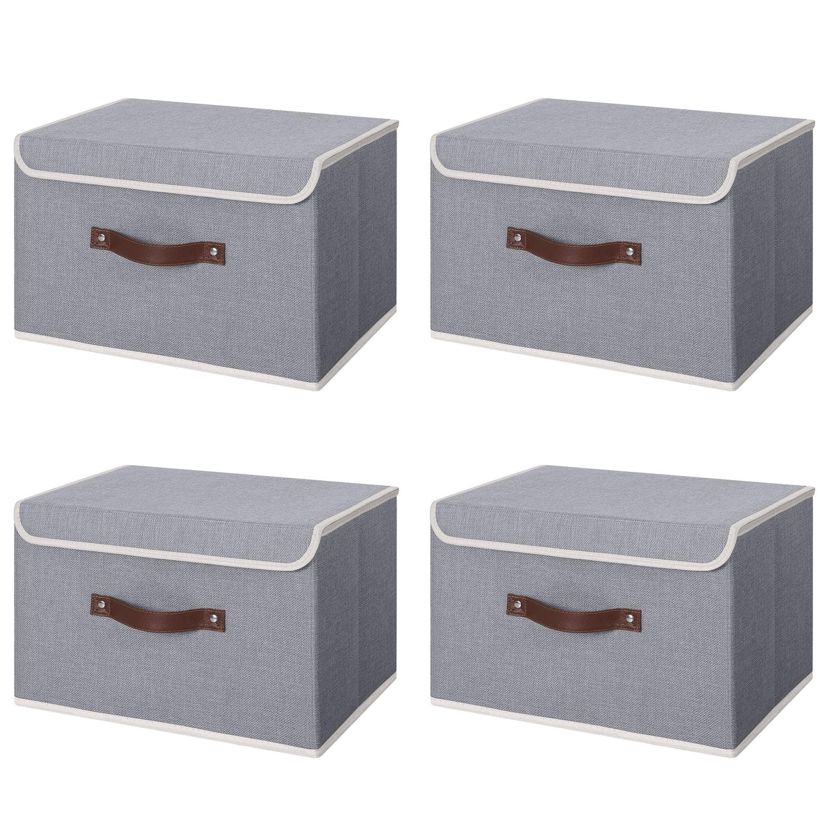 ANMINY Fabric Storage Box Bins with Lids, Green, 10"x8"x7"